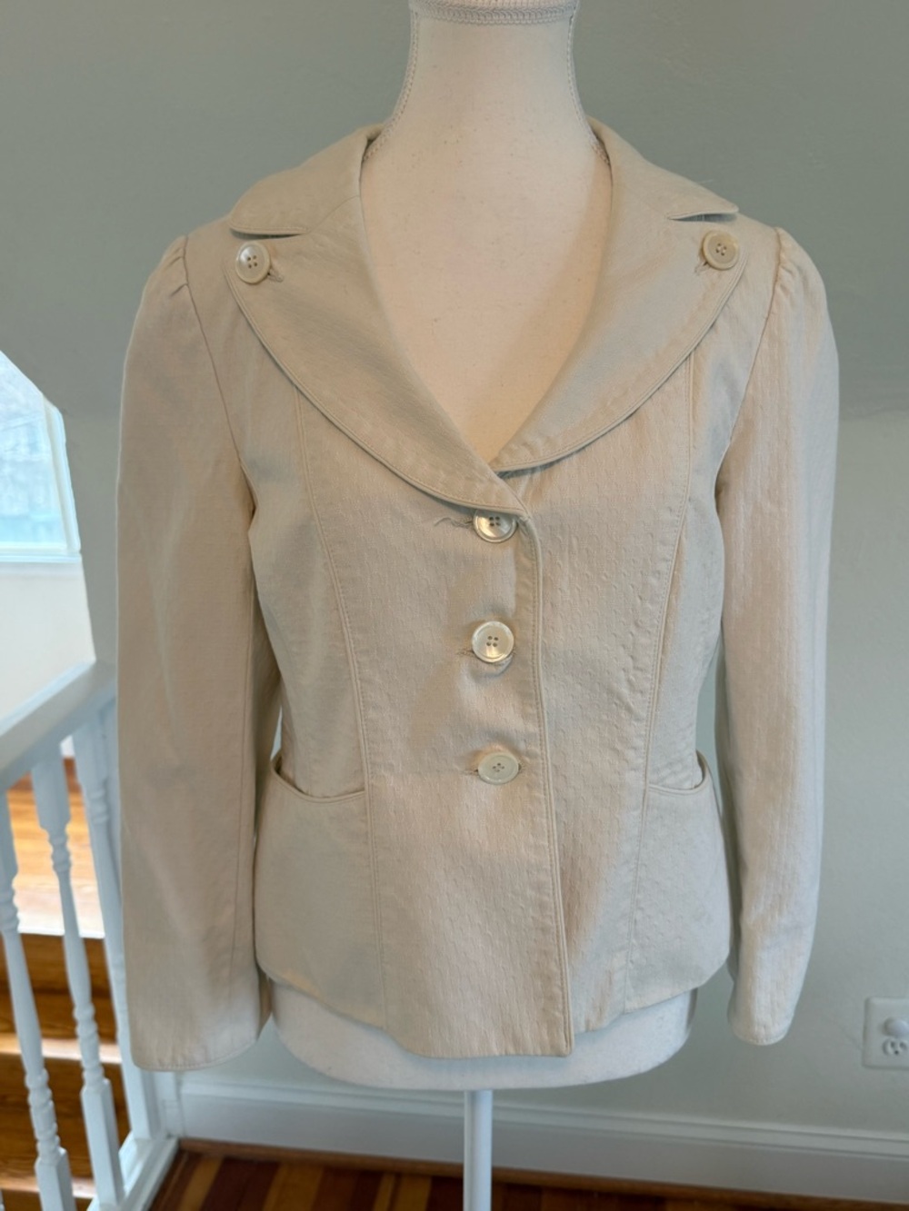 Nanette Lepore Vintage Cream Button-Front Tailored Blazer Size 10